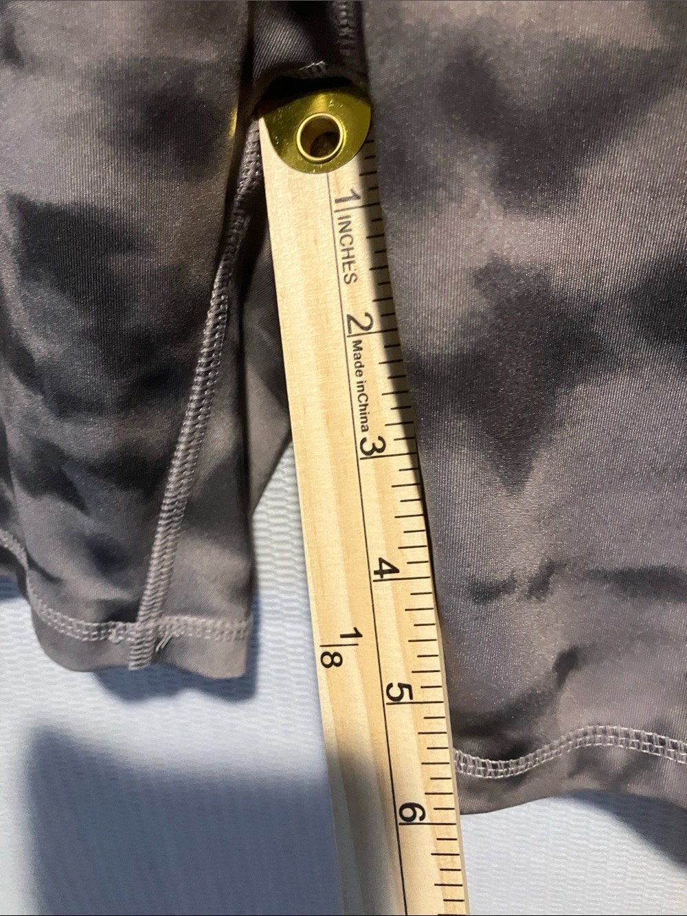 High-Rise Gray Tie-Dye Bike Shorts with Side Pockets - Picture 6 of 9